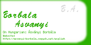 borbala asvanyi business card